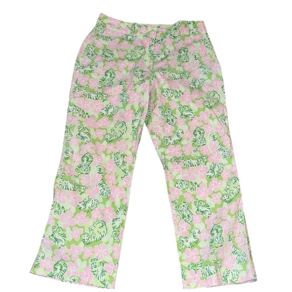 Lilly Pulitzer Pants - Lilly Pulitzer Pink and Green Floral Cropped Pants